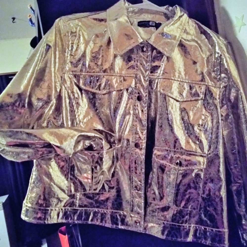Boohoo gold foil Elvis Style jacket size 10 US